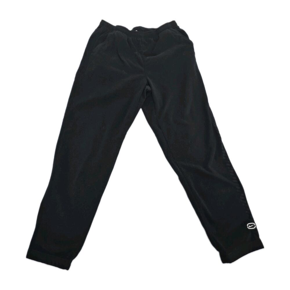 VINTAGE Nike Swoosh Fleece Jogger Pants Size 3XLT Black Y2k Logo Streetwear ZIP